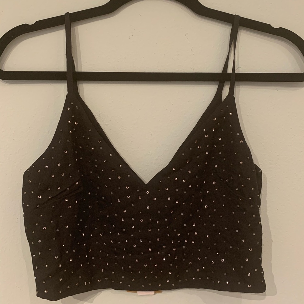 Zara black beaded crop top